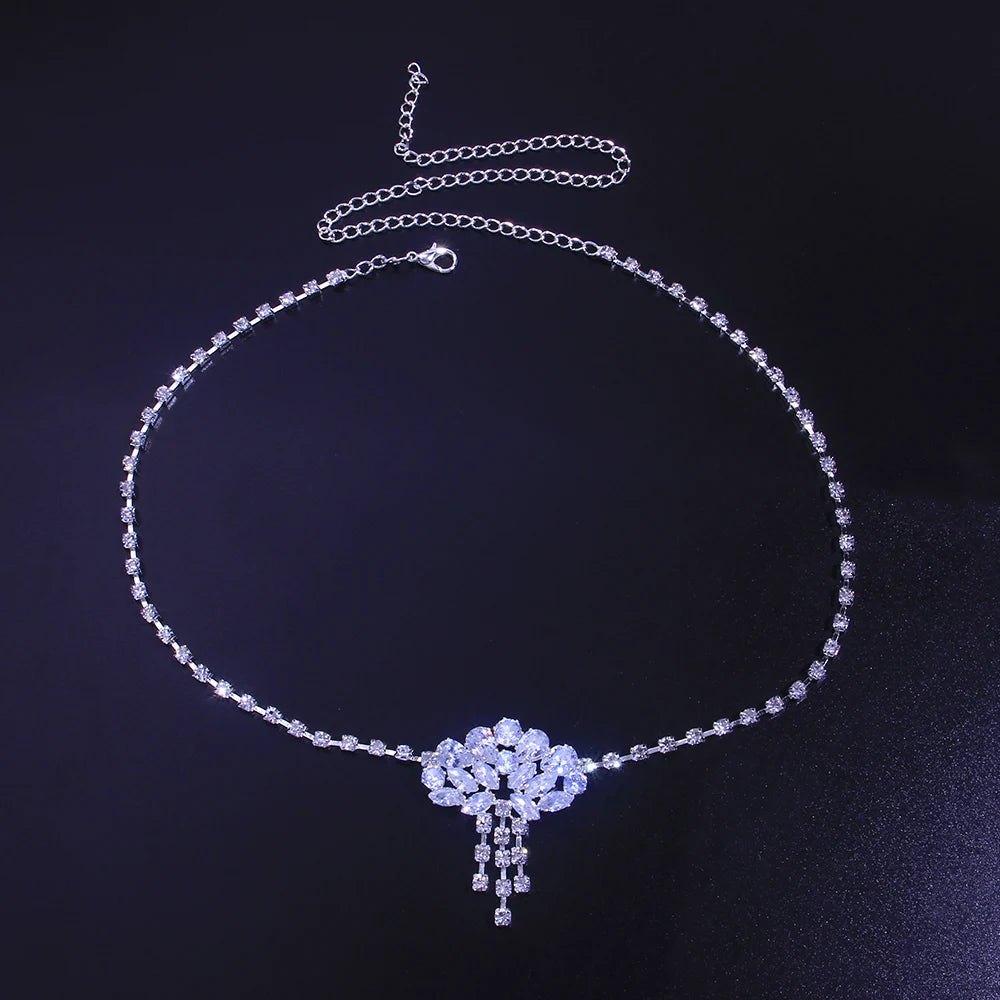 Rhinestone Chain Bling Zircon Crystal Forehead Chain for Women Luxury Jewelry Bridal Headwear Wedding Hair Accessories