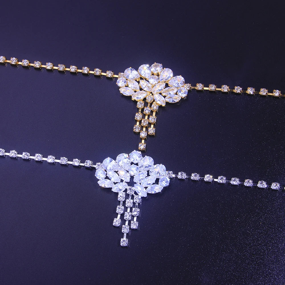 Rhinestone Chain Bling Zircon Crystal Forehead Chain for Women Luxury Jewelry Bridal Headwear Wedding Hair Accessories