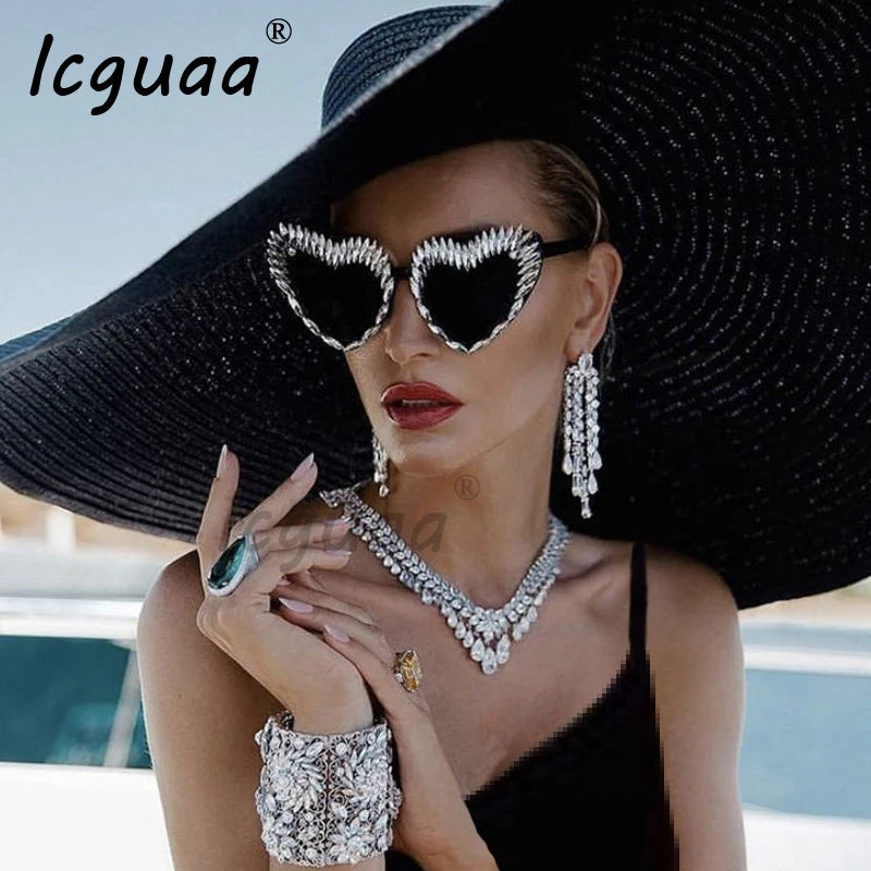Luxury Diamond Sunglasses Triangle Sun Glasses Handmade