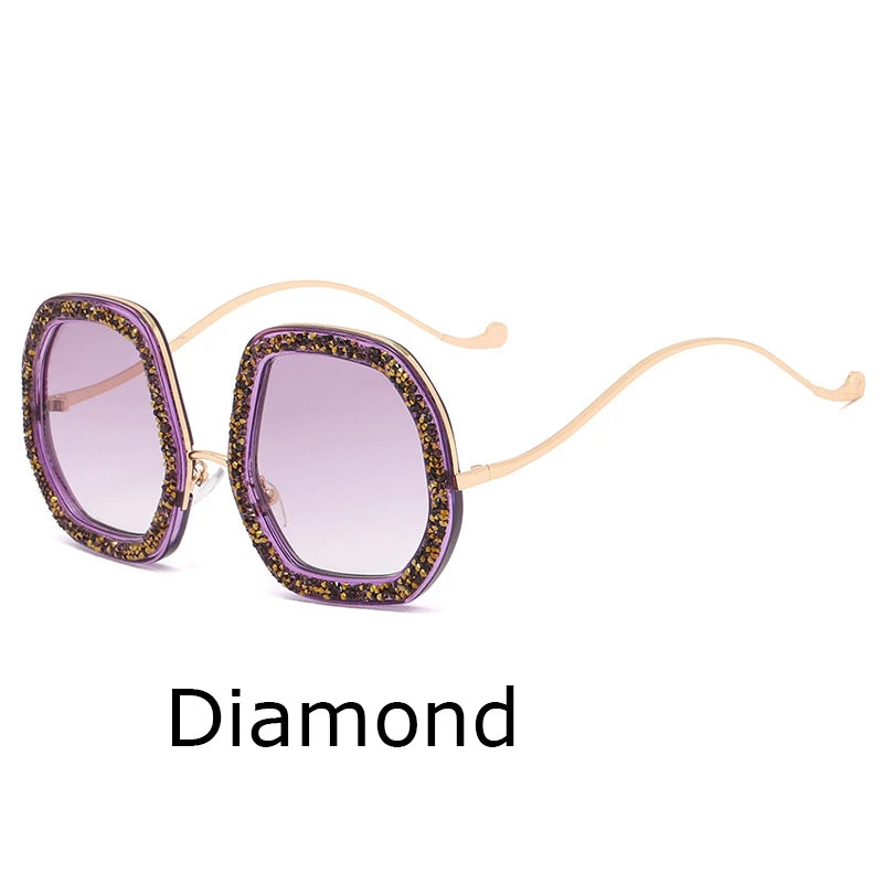 Big Frame Crystal Sun Glasses Designer Women Luxury Shades Googles Sunglasses Women