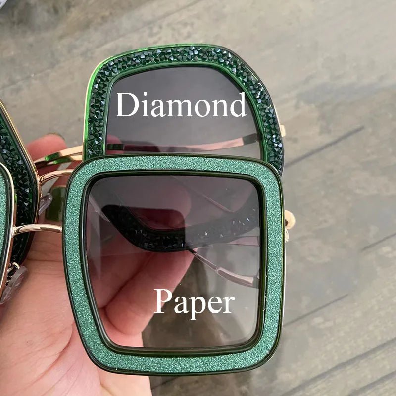 Big Frame Crystal Sun Glasses Designer Women Luxury Shades Googles Sunglasses Women