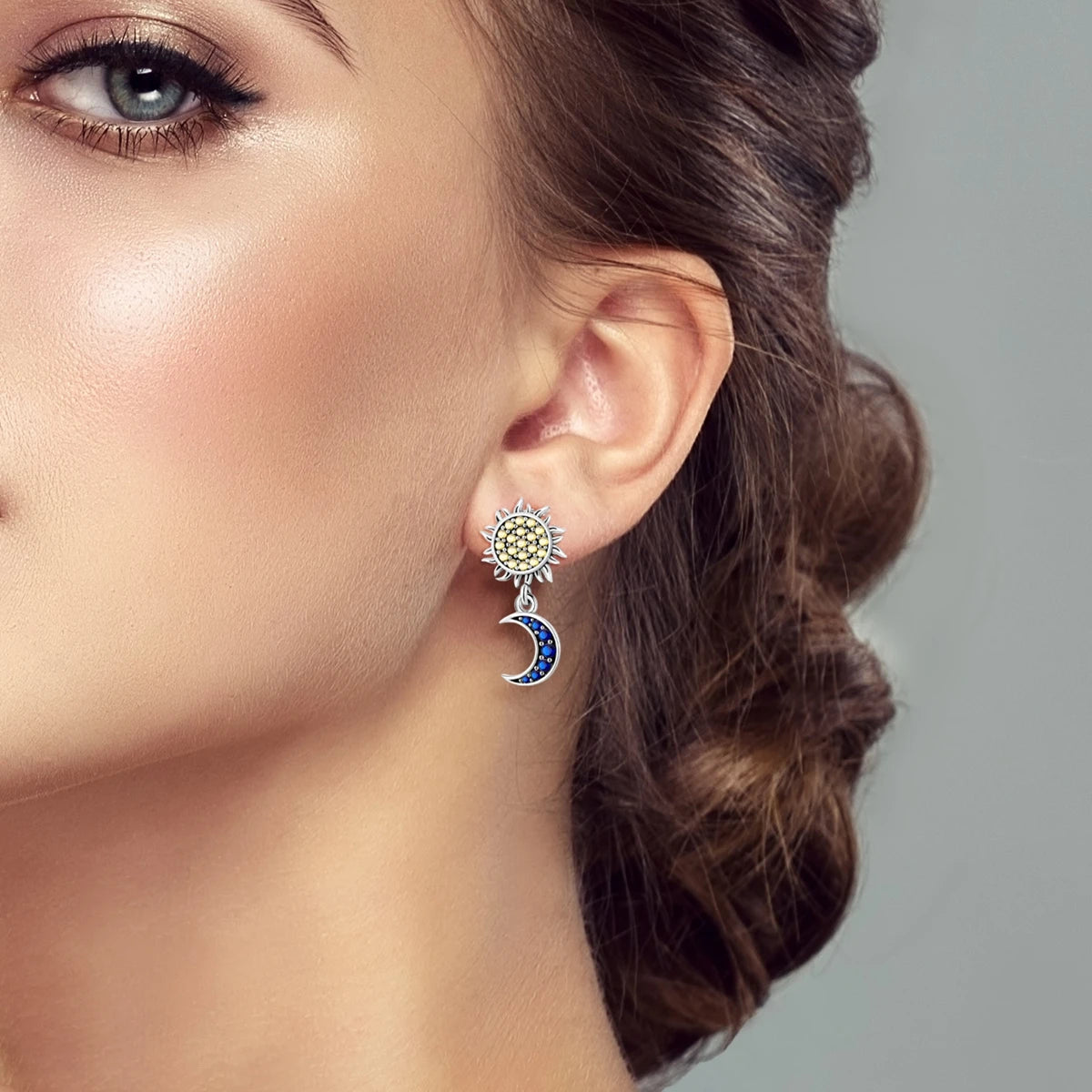 Hot 925 Sterling Silver Sun Moon Irregular Series Drop Earrings For Woman Fashion Party Fine Gifts Elegant Jewelry Accessories