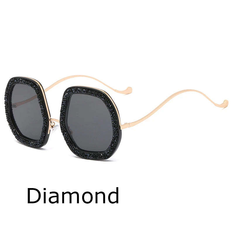 Big Frame Crystal Sun Glasses Designer Women Luxury Shades Googles Sunglasses Women
