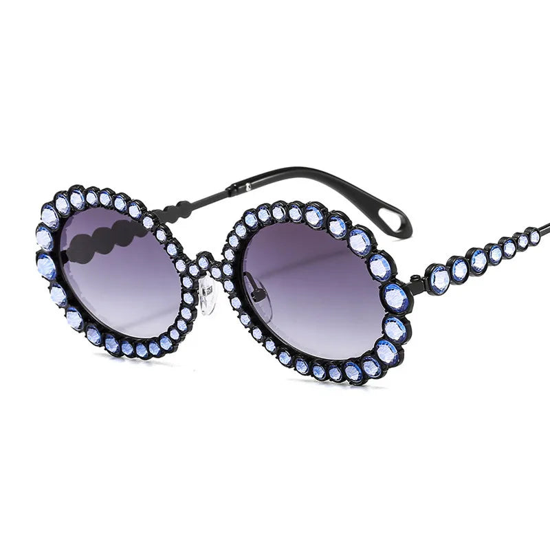 Oval Frame Crystal Sunglasses Black All Rhinestone Glasses Frame Chic Sexy Punk Clear Glasses