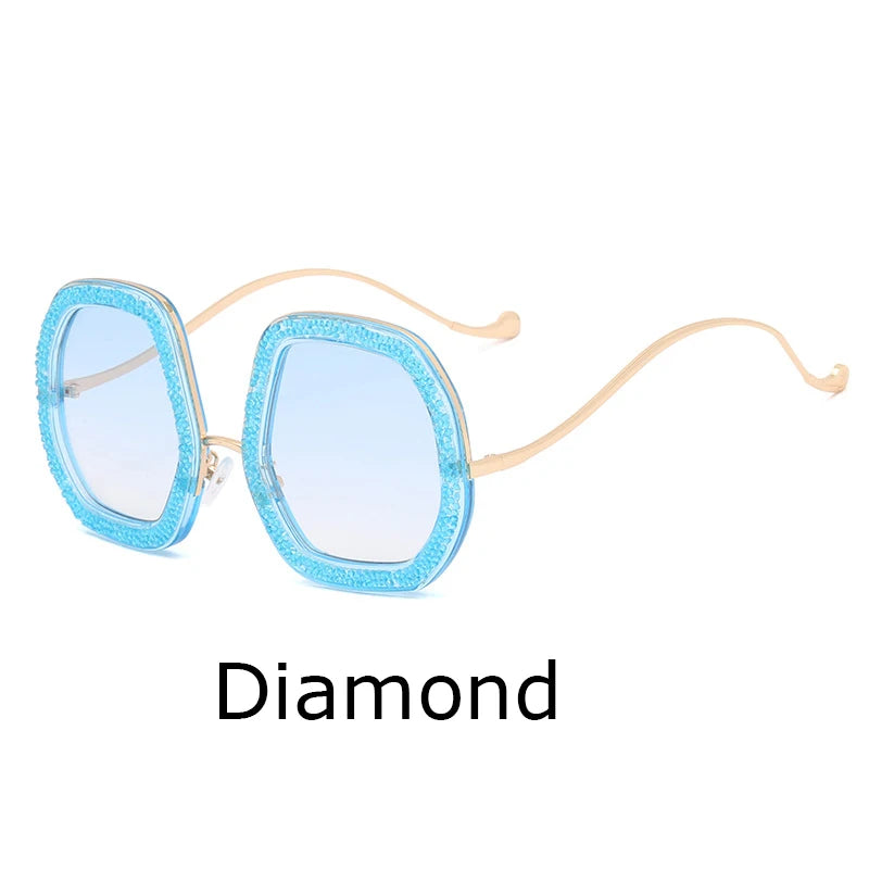 Big Frame Crystal Sun Glasses Designer Women Luxury Shades Googles Sunglasses Women