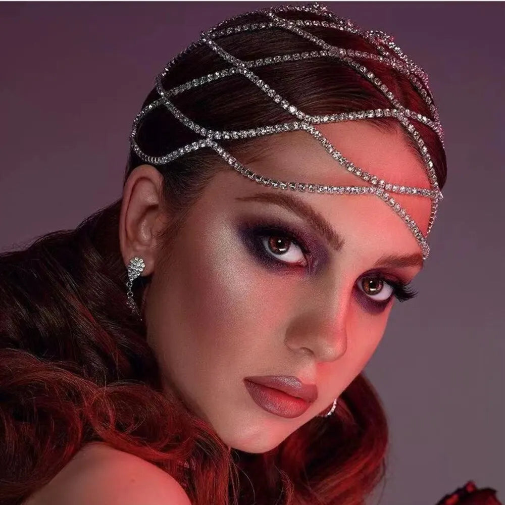 Mesh Hair Accessories Luxury Designer for Women Girl Ornaments 1920s Gatsby Gift Forehead Wedding Headpiece
