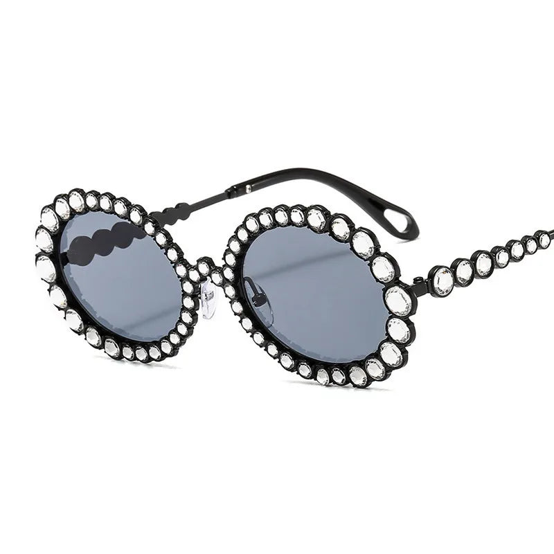 Oval Frame Crystal Sunglasses Black All Rhinestone Glasses Frame Chic Sexy Punk Clear Glasses