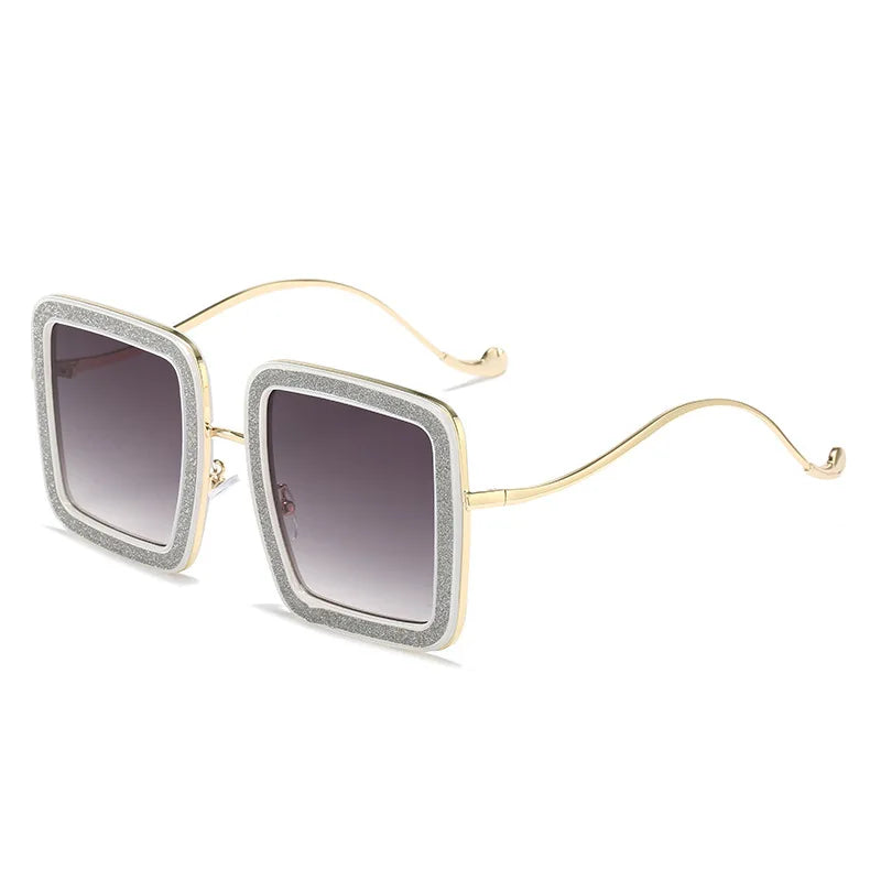 Square Personality Sunglasses Designer Flashing Diamond Funny Eyewear Exquisite and Gorgeous Shades
