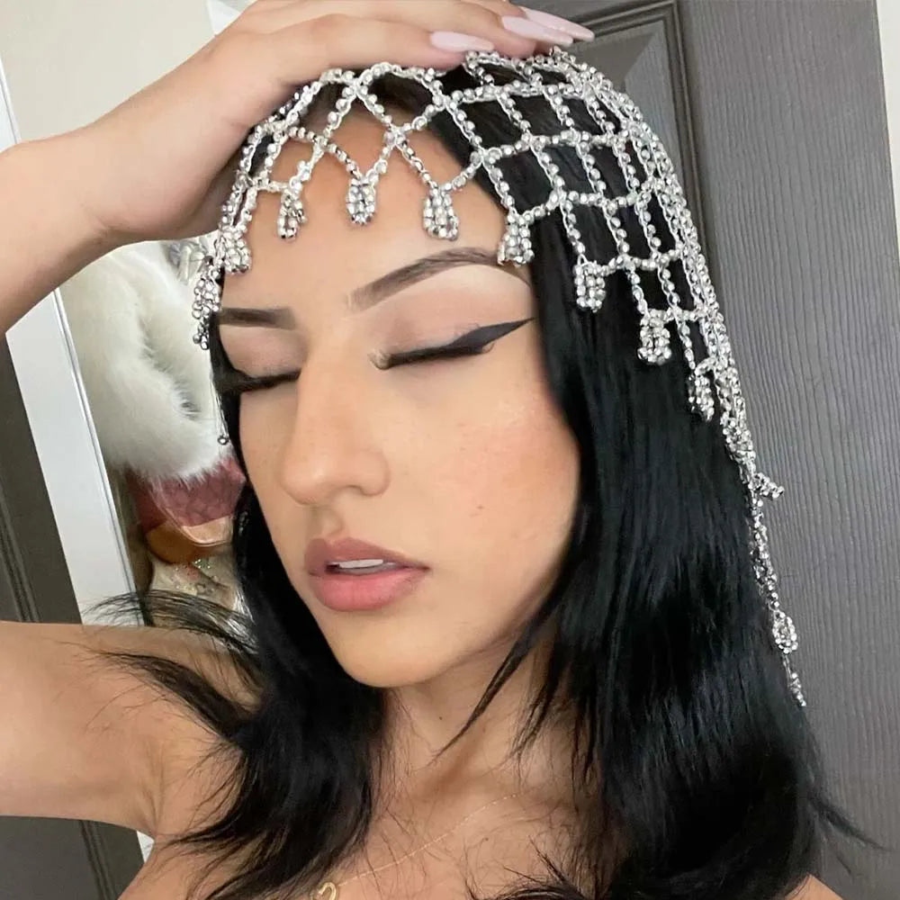 Mesh Hair Accessories Luxury Designer for Women Girl Ornaments 1920s Gatsby Gift Forehead Wedding Headpiece