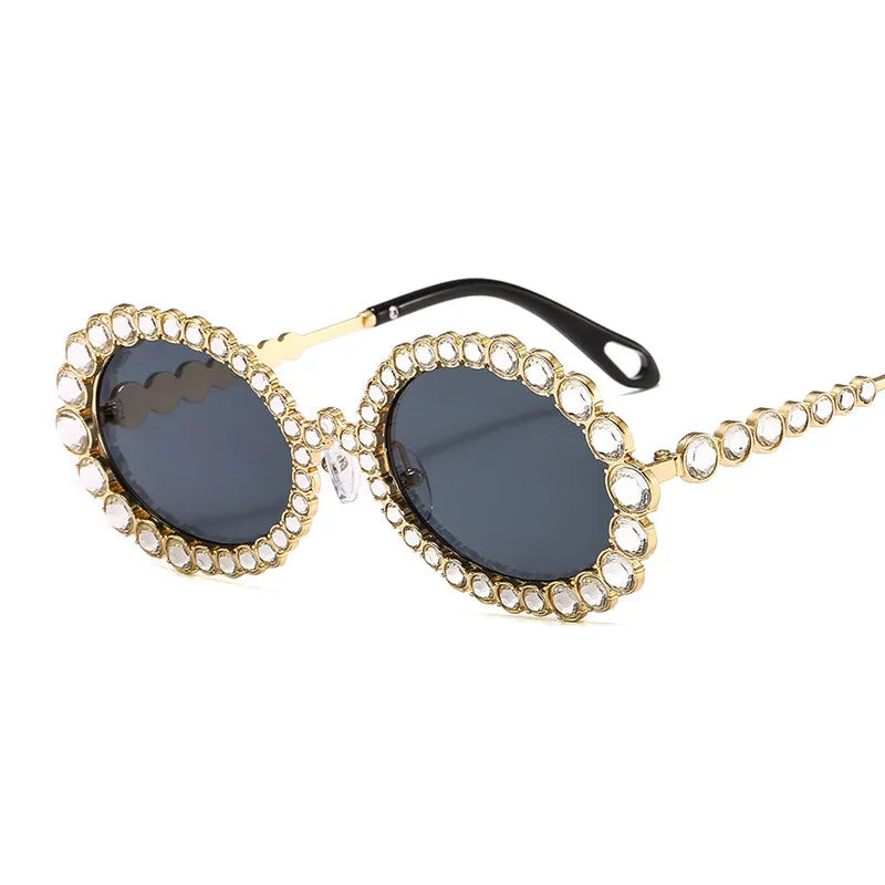 Oval Frame Crystal Sunglasses Black All Rhinestone Glasses Frame Chic Sexy Punk Clear Glasses
