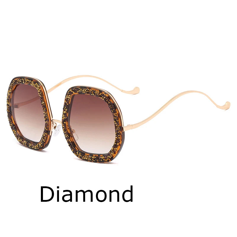 Big Frame Crystal Sun Glasses Designer Women Luxury Shades Googles Sunglasses Women