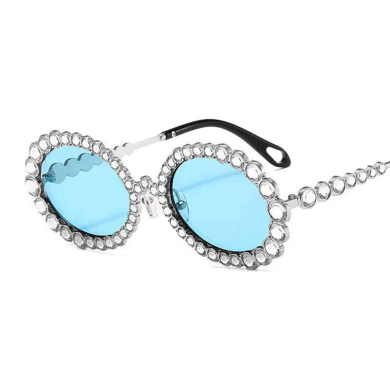 Oval Frame Crystal Sunglasses Black All Rhinestone Glasses Frame Chic Sexy Punk Clear Glasses