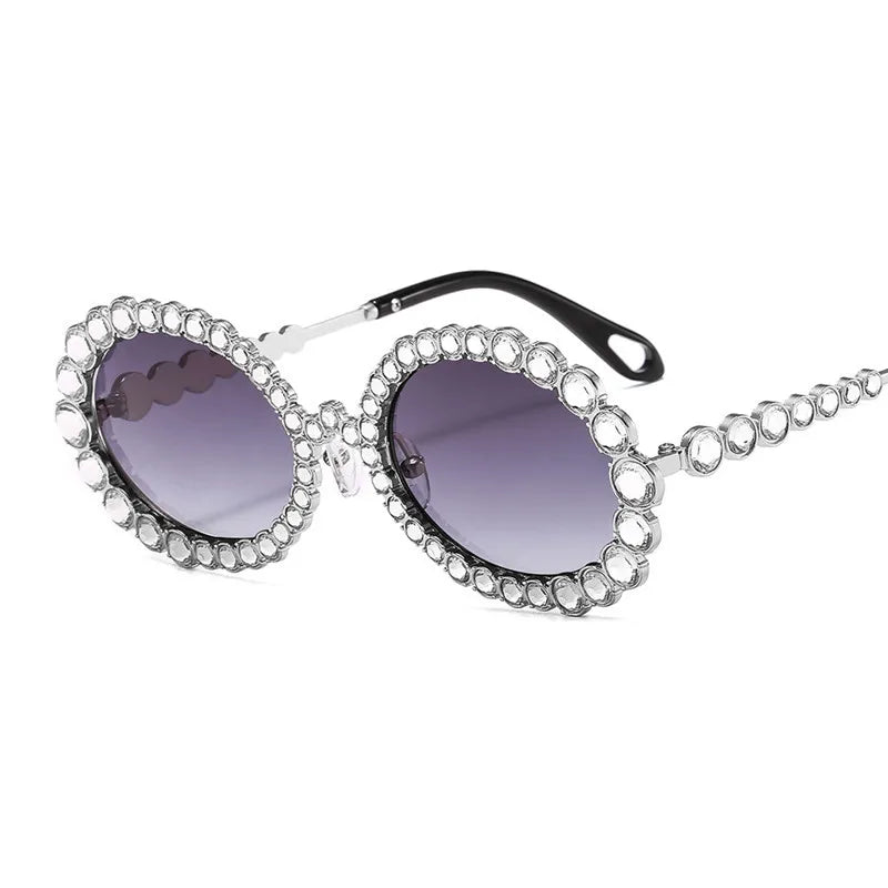 Oval Frame Crystal Sunglasses Black All Rhinestone Glasses Frame Chic Sexy Punk Clear Glasses