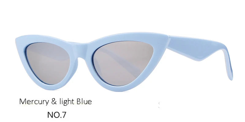 Retro Red Cat Eye Sunglasses Women Designer Festival Flat Top Mirror Sun Glasses