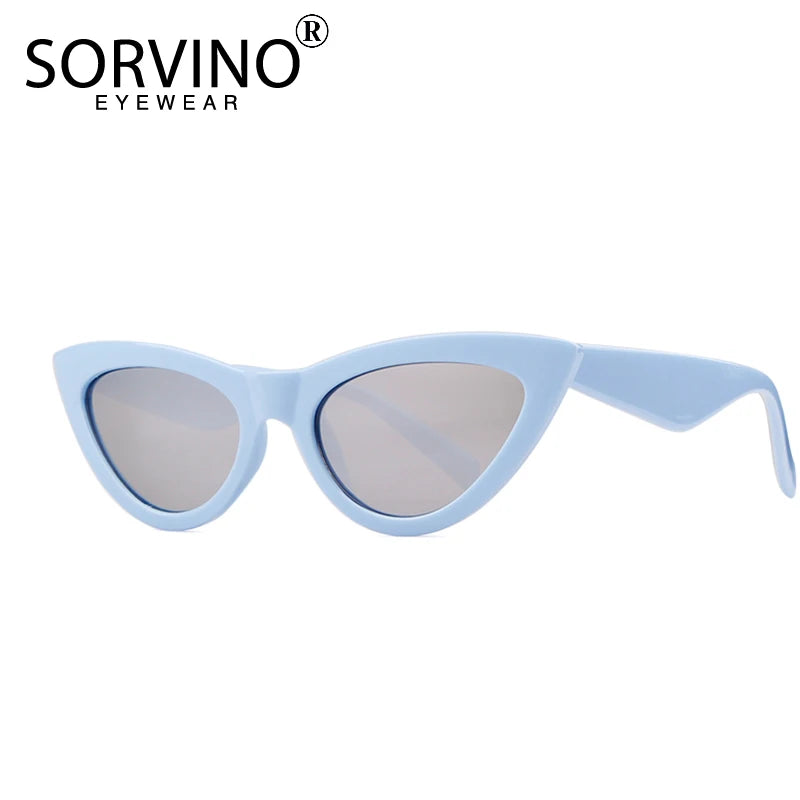 Retro Red Cat Eye Sunglasses Women Designer Festival Flat Top Mirror Sun Glasses