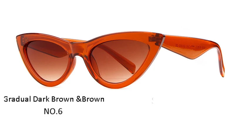 Retro Red Cat Eye Sunglasses Women Designer Festival Flat Top Mirror Sun Glasses