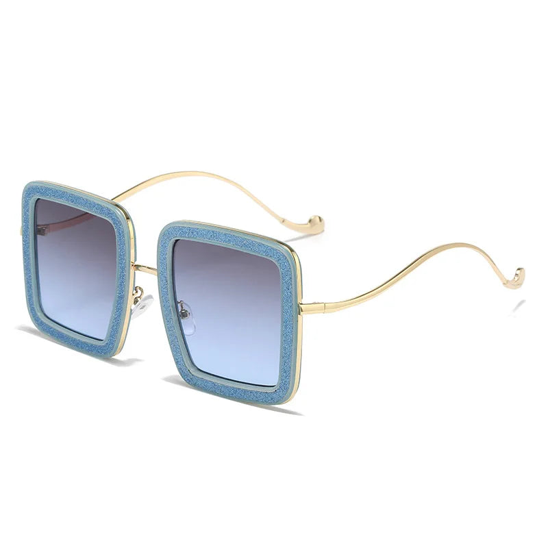 Square Personality Sunglasses Designer Flashing Diamond Funny Eyewear Exquisite and Gorgeous Shades