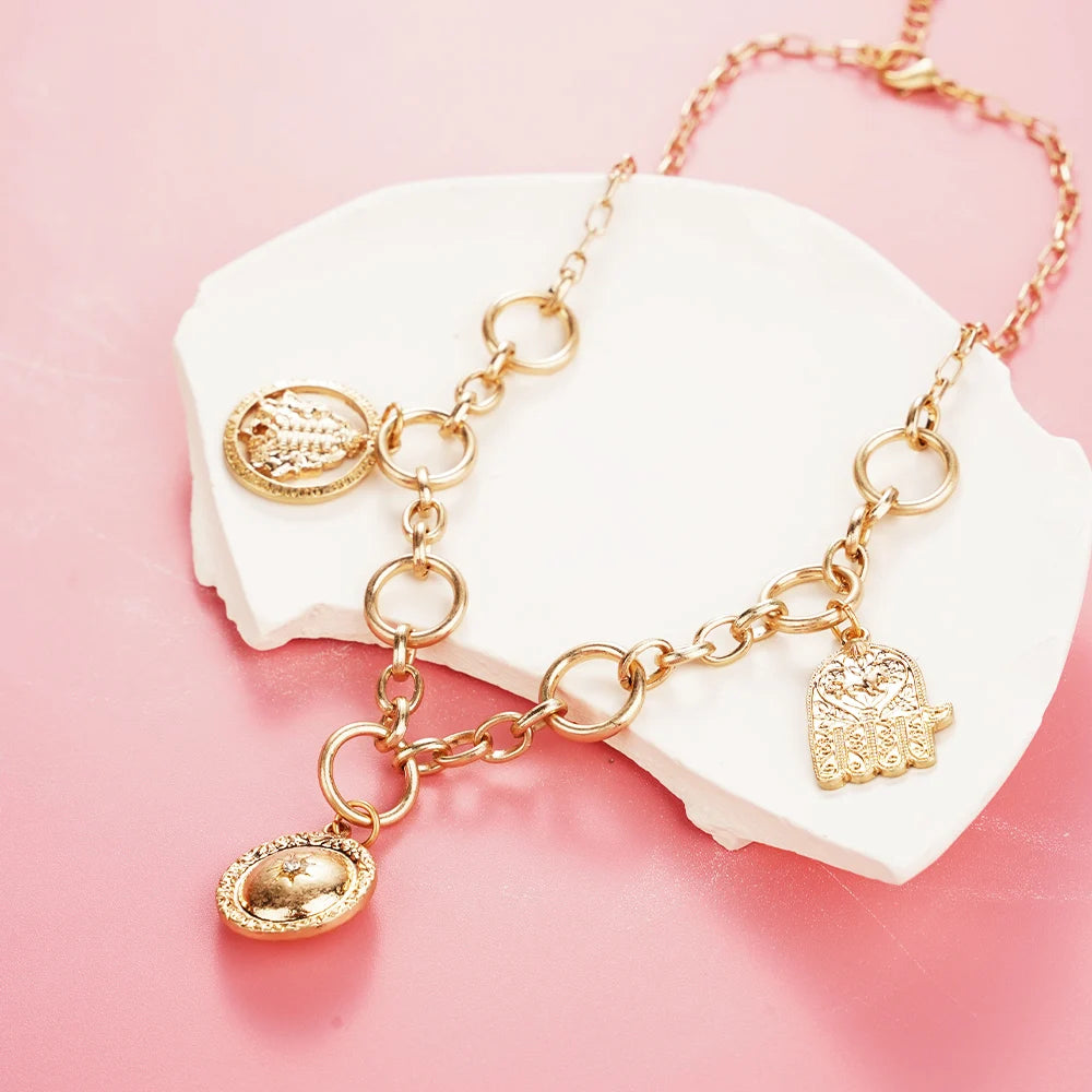 Marine Fish Fashion Choker Necklace Layer Girls Women Ladies Boho Pink Pendant Love Jewelry Geometric Mermaid Accessories