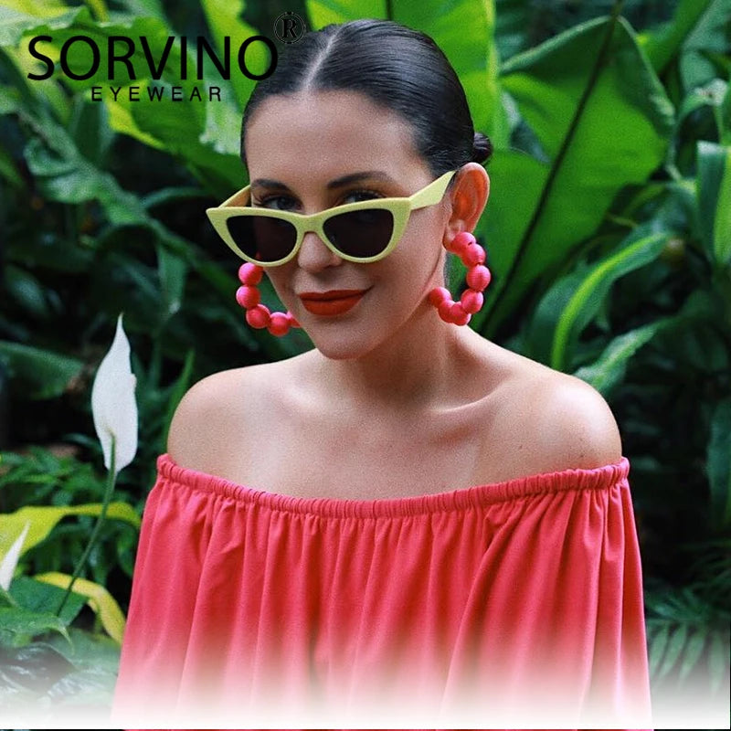 Retro Red Cat Eye Sunglasses Women Designer Festival Flat Top Mirror Sun Glasses