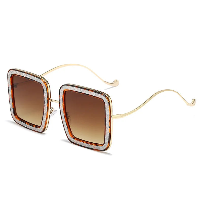 Square Personality Sunglasses Designer Flashing Diamond Funny Eyewear Exquisite and Gorgeous Shades