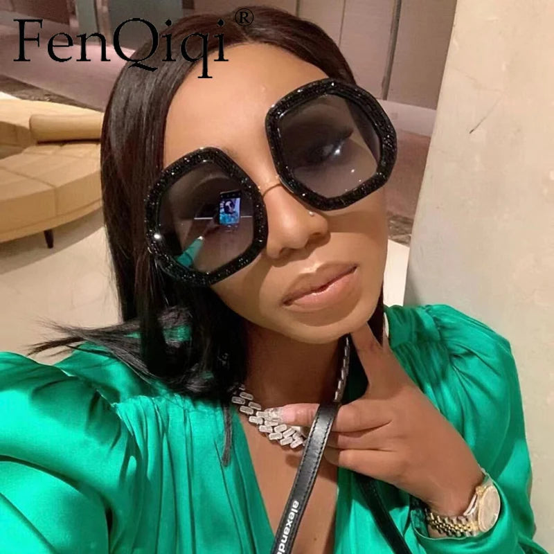 Big Frame Crystal Sun Glasses Designer Women Luxury Shades Googles Sunglasses Women