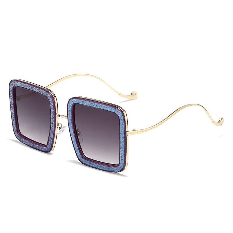 Square Personality Sunglasses Designer Flashing Diamond Funny Eyewear Exquisite and Gorgeous Shades