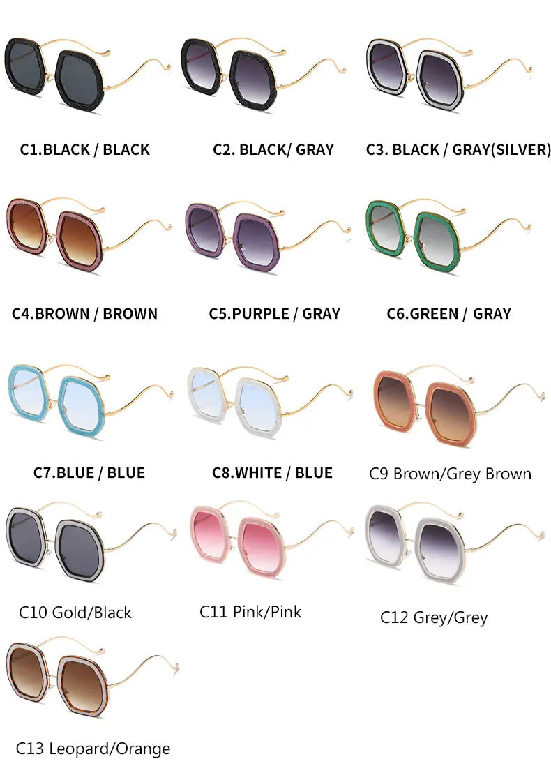 Big Frame Crystal Sun Glasses Designer Women Luxury Shades Googles Sunglasses Women