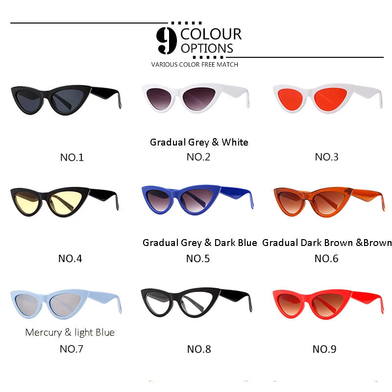 Retro Red Cat Eye Sunglasses Women Designer Festival Flat Top Mirror Sun Glasses