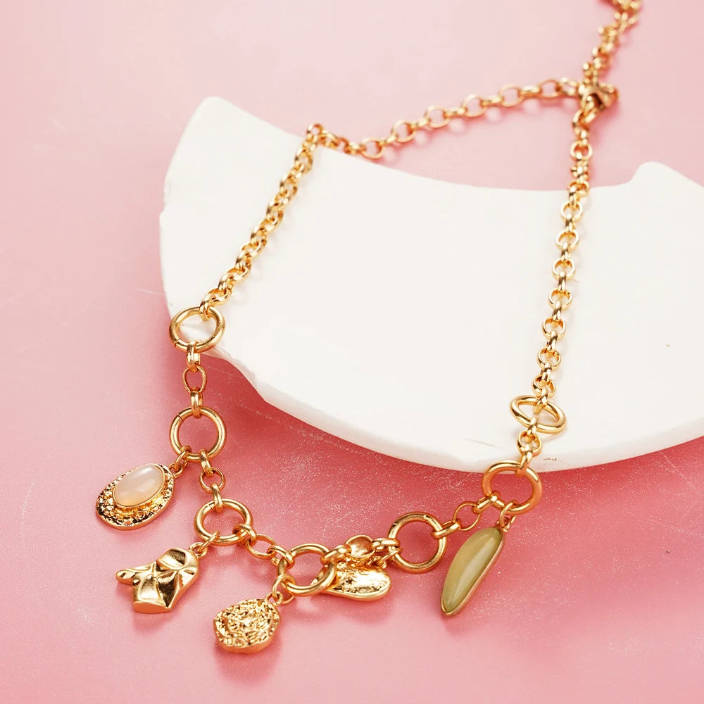 Marine Fish Fashion Choker Necklace Layer Girls Women Ladies Boho Pink Pendant Love Jewelry Geometric Mermaid Accessories