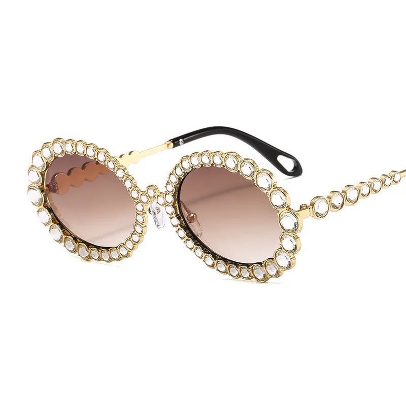 Oval Frame Crystal Sunglasses Black All Rhinestone Glasses Frame Chic Sexy Punk Clear Glasses