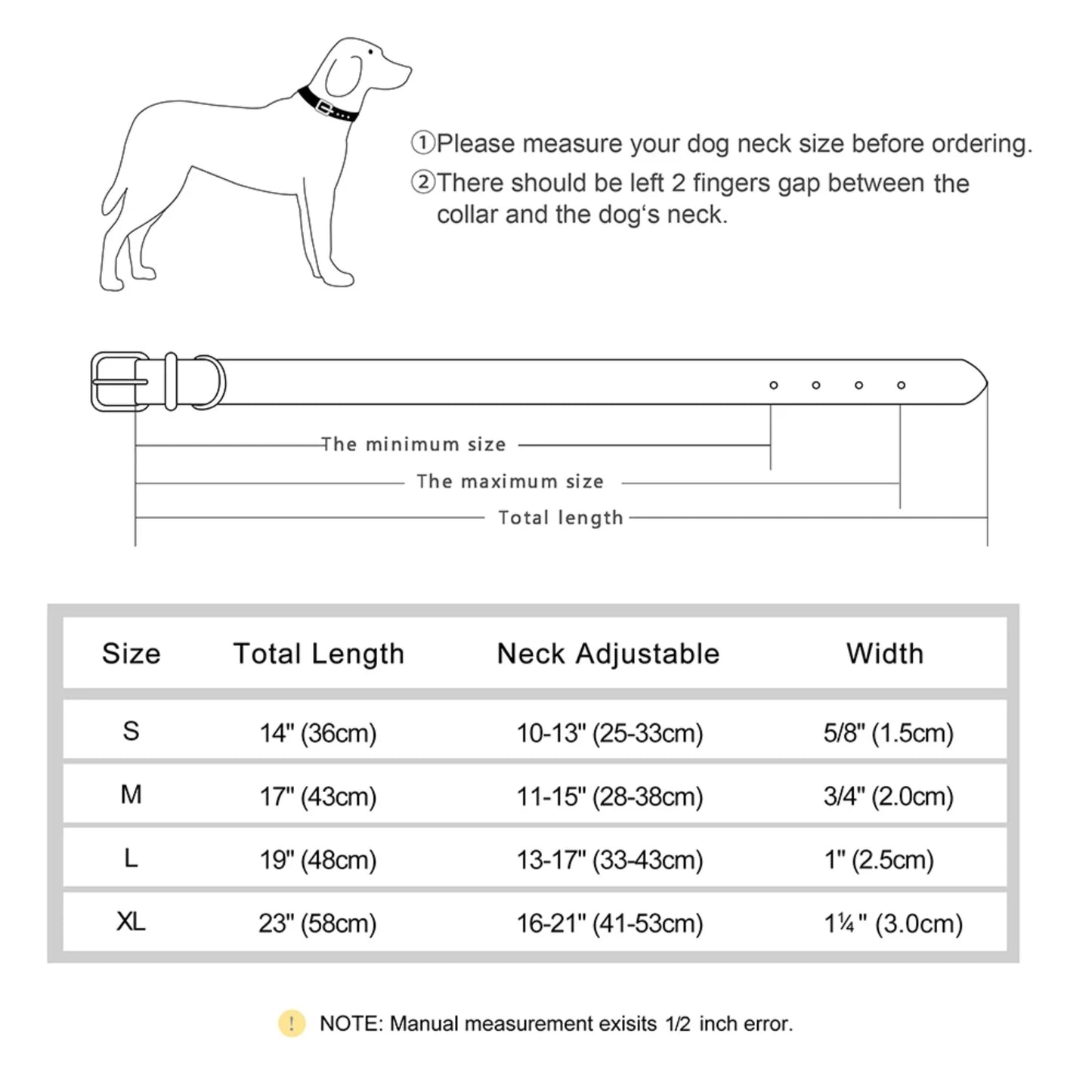 New Soft Padded Personalized PU Leather Dog Collar with Free Engraved ID Tag for Small, Medium and Large Dogs