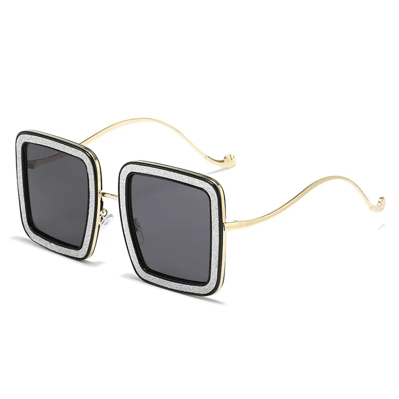 Square Personality Sunglasses Designer Flashing Diamond Funny Eyewear Exquisite and Gorgeous Shades