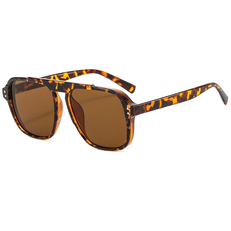 Fashion Oversized Yellow Square Sunglasses Women Design Rivets Decor Acrylic Rectangle Sun Glasses Shades Eyewear