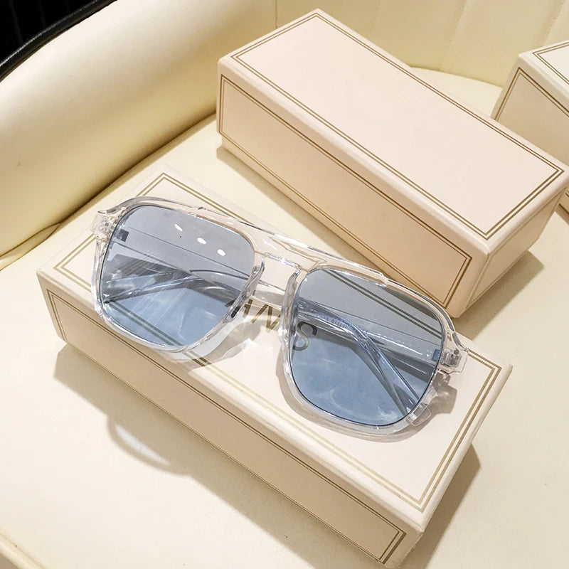 Fashion Oversized Yellow Square Sunglasses Women Design Rivets Decor Acrylic Rectangle Sun Glasses Shades Eyewear