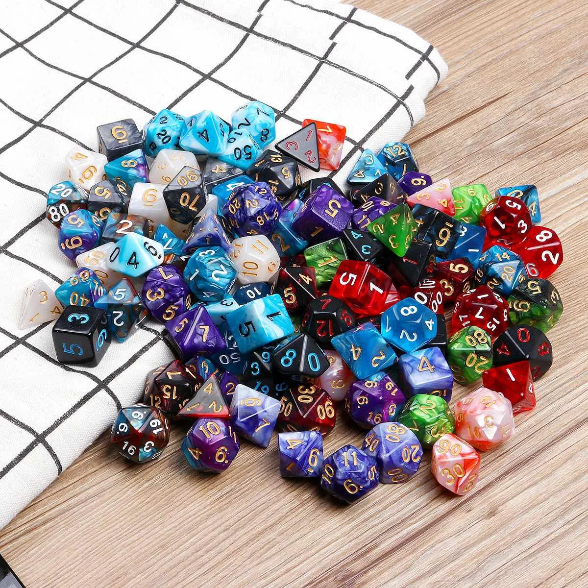 15Type 105Pcs Polyhedral Dice Set DND RPG Role Playing Dragon Table Game Mixed Color Set +Storage Bags