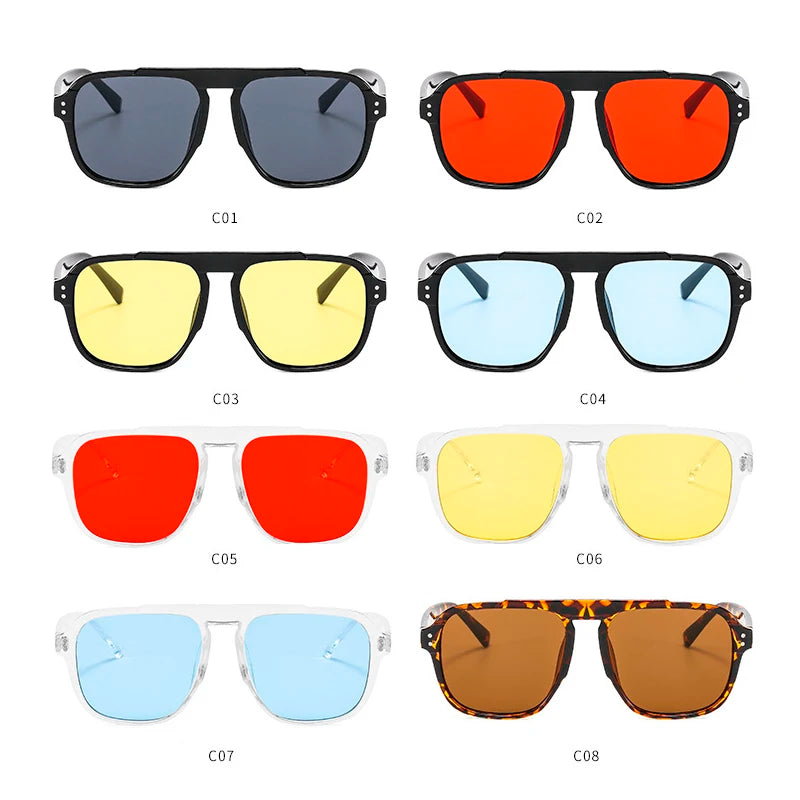 Fashion Oversized Yellow Square Sunglasses Women Design Rivets Decor Acrylic Rectangle Sun Glasses Shades Eyewear