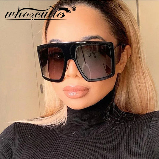 Vintage Oversized Sunglasses Women Luxury Brand Design Square Acrylic Frame Trendy Sun Glasses Big Black Shades Shield