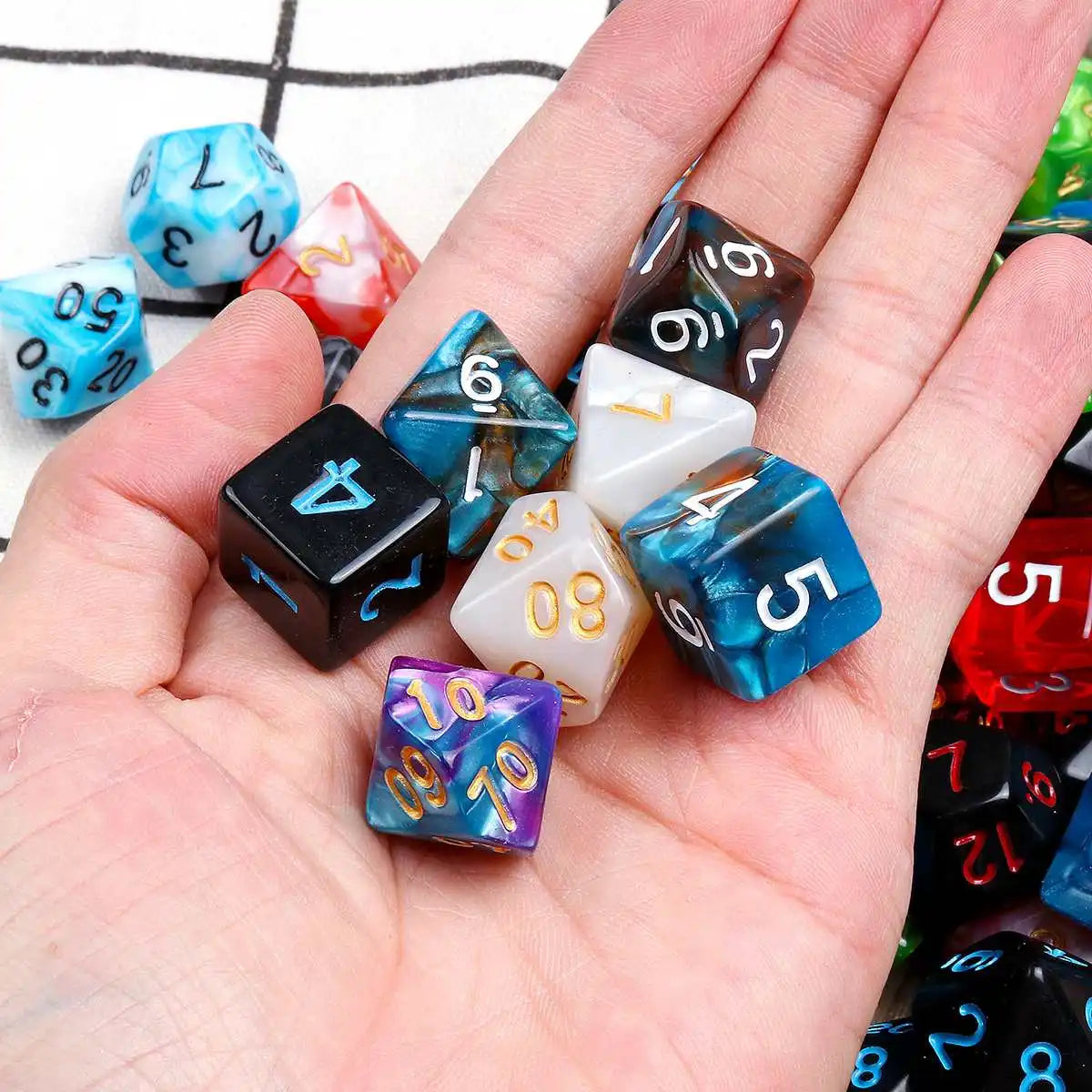 15Type 105Pcs Polyhedral Dice Set DND RPG Role Playing Dragon Table Game Mixed Color Set +Storage Bags