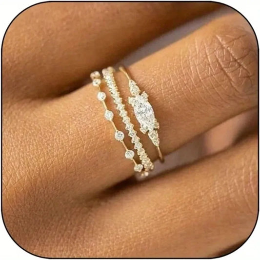 Gold Rings Gold Plated Stackable Ring Set Women's Cubic Zirconia Rings Gold Engagement Rings No Tarnish