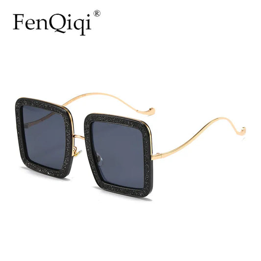 Square Personality Sunglasses Designer Flashing Diamond Funny Eyewear Exquisite and Gorgeous Shades