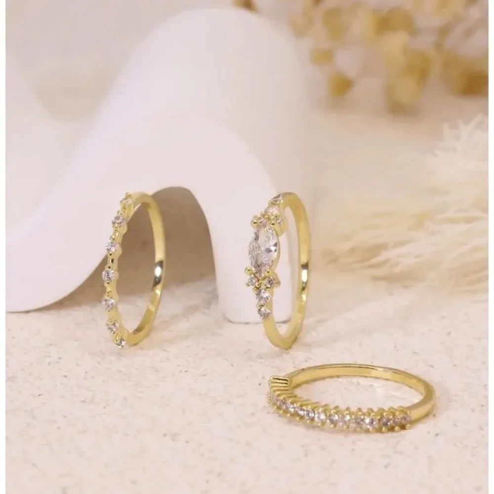 Gold Rings Gold Plated Stackable Ring Set Women's Cubic Zirconia Rings Gold Engagement Rings No Tarnish