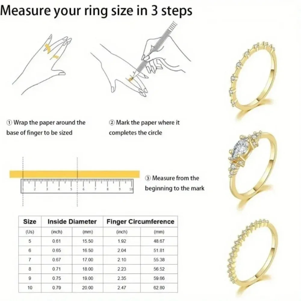 Gold Rings Gold Plated Stackable Ring Set Women's Cubic Zirconia Rings Gold Engagement Rings No Tarnish
