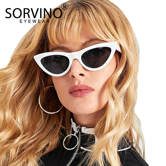 Retro Red Cat Eye Sunglasses Women Designer Festival Flat Top Mirror Sun Glasses