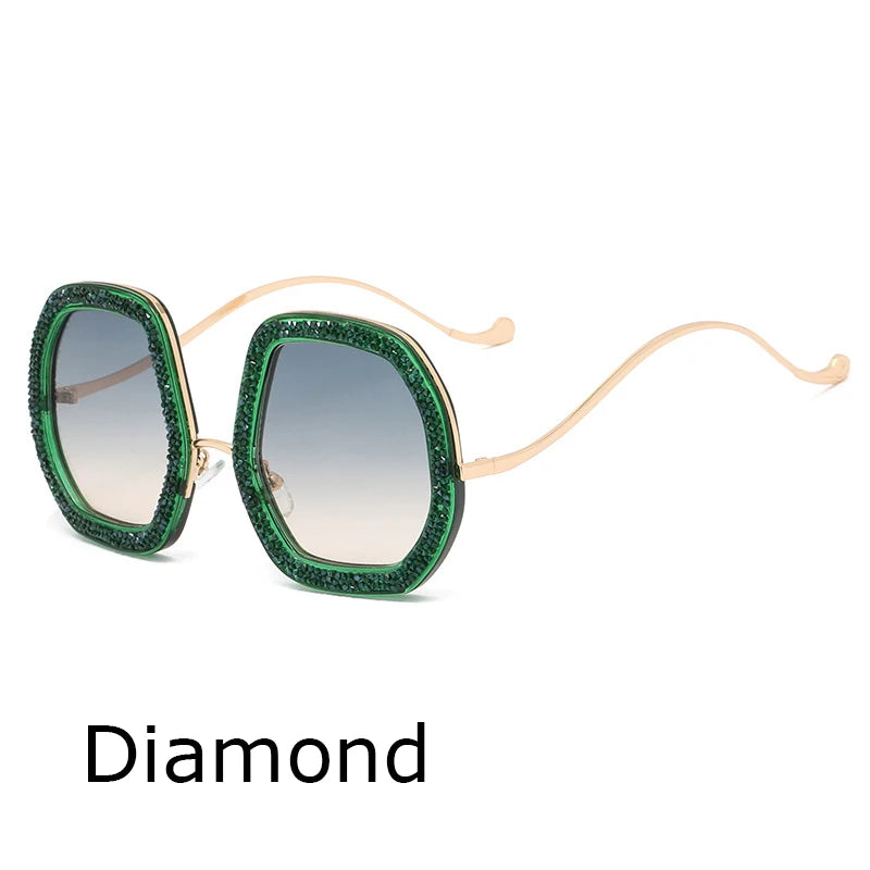 Big Frame Crystal Sun Glasses Designer Women Luxury Shades Googles Sunglasses Women